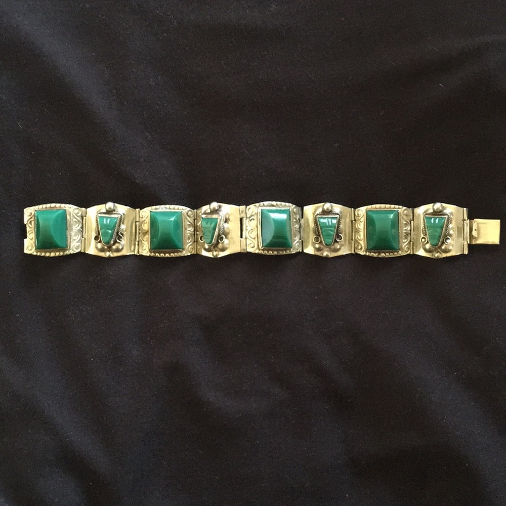 Green Onyx stone bracelet - vintage